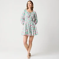 Smocked-waist mini dress