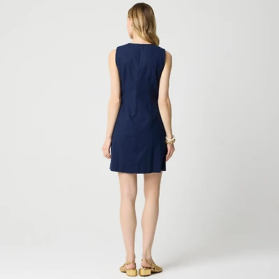 Linen-blend button-front mini dress