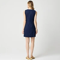 Linen-blend button-front mini dress