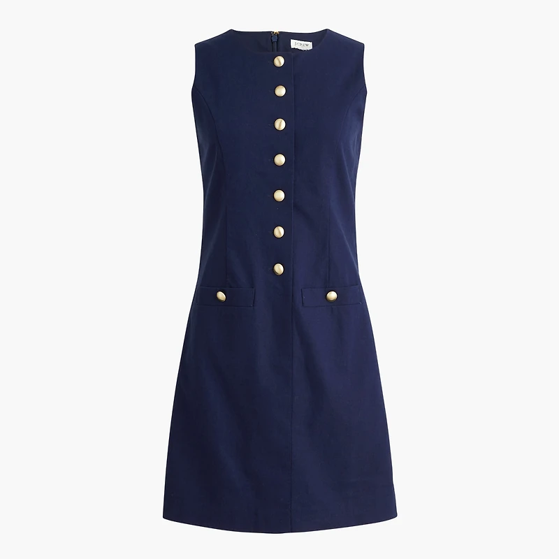Linen-blend button-front mini dress