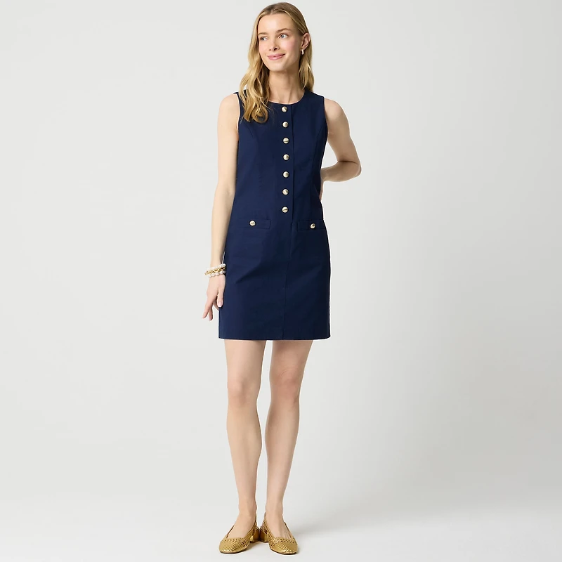 Linen-blend button-front mini dress