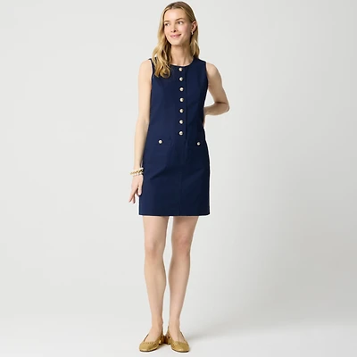 Linen-blend button-front mini dress
