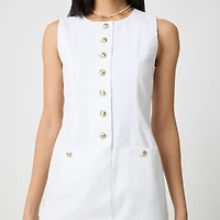 Linen-blend button-front mini dress