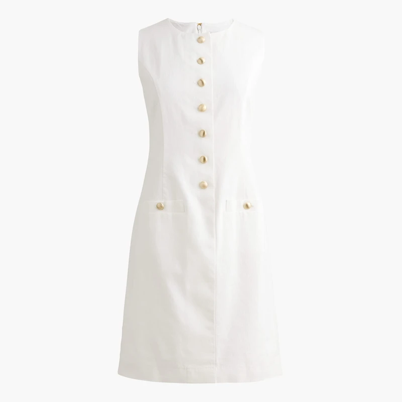 Linen-blend button-front mini dress