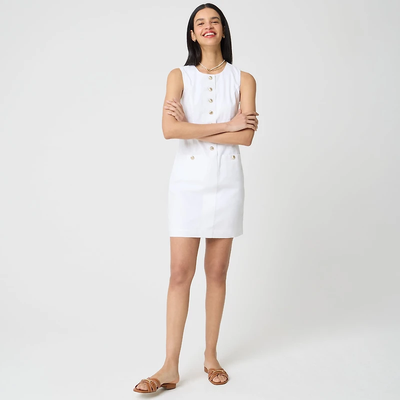 Linen-blend button-front mini dress