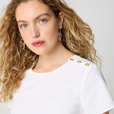 Linen-blend button-shoulder shirt