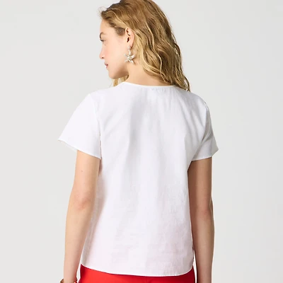 Linen-blend button-shoulder shirt