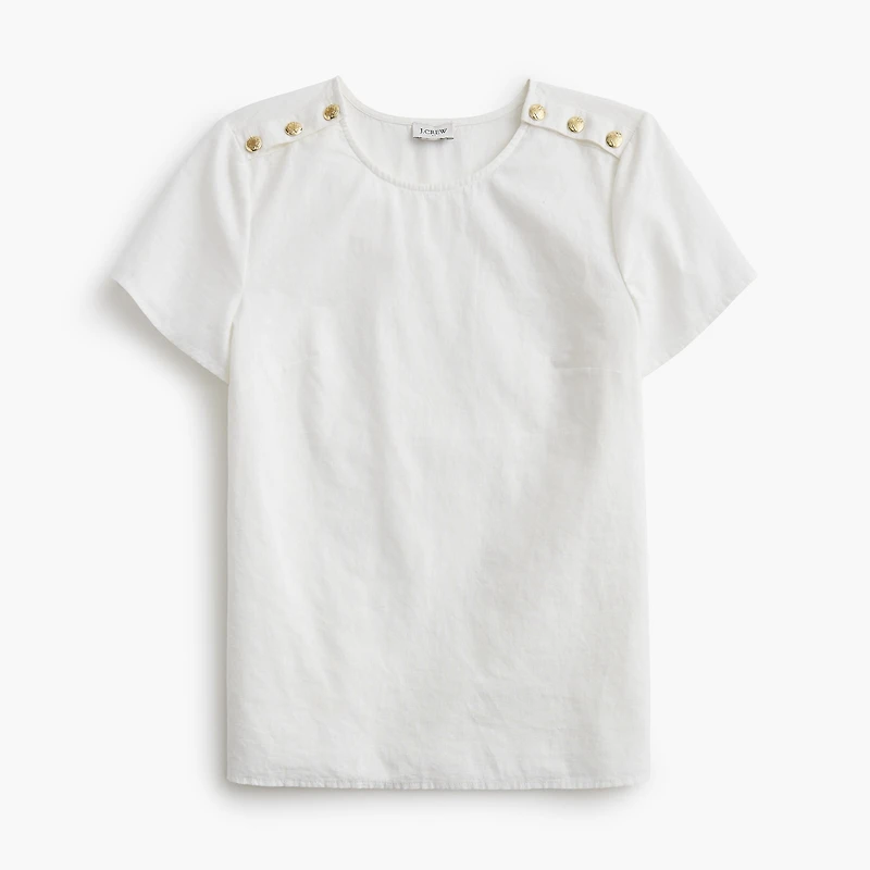 Linen-blend button-shoulder shirt