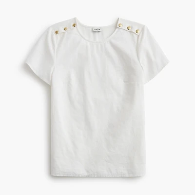 Linen-blend button-shoulder shirt