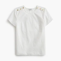 Linen-blend button-shoulder shirt