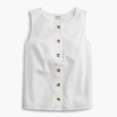 Linen-blend button-front shell