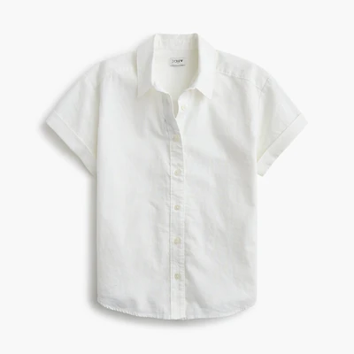 Short-sleeve linen-blend button-up shirt