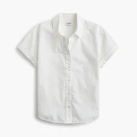 Short-sleeve linen-blend button-up shirt
