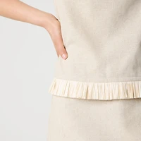 Straw-trim linen-blend shell