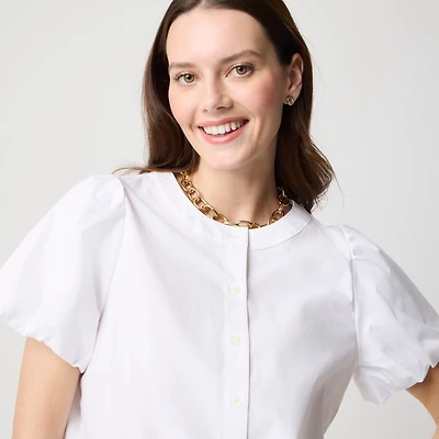 Puff-sleeve tie-waist top