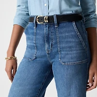 Wide-leg cropped utility jean all-day stretch