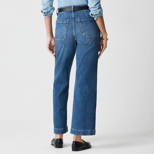 Wide-leg cropped utility jean