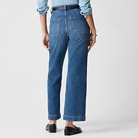 Wide-leg cropped utility jean all-day stretch