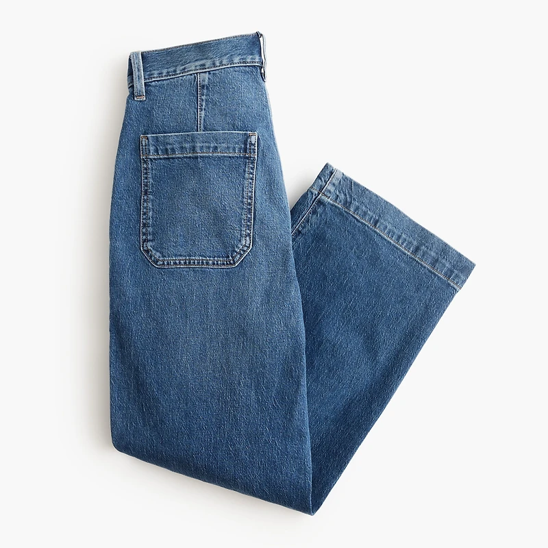 Wide-leg cropped utility jean all-day stretch