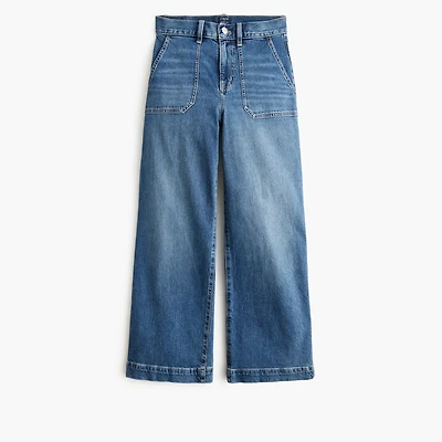 Wide-leg cropped utility jean all-day stretch