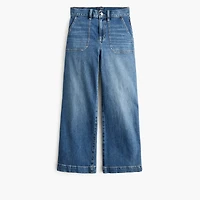 Wide-leg cropped utility jean all-day stretch