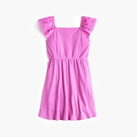Girls' ribbed eyelet-sleeve dress