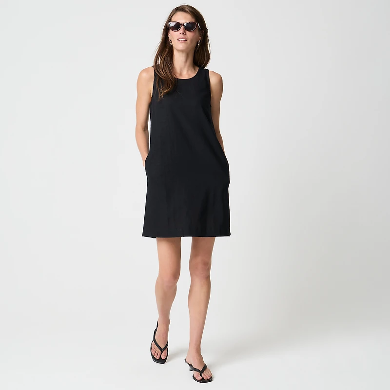 Linen-blend sleeveless mini dress