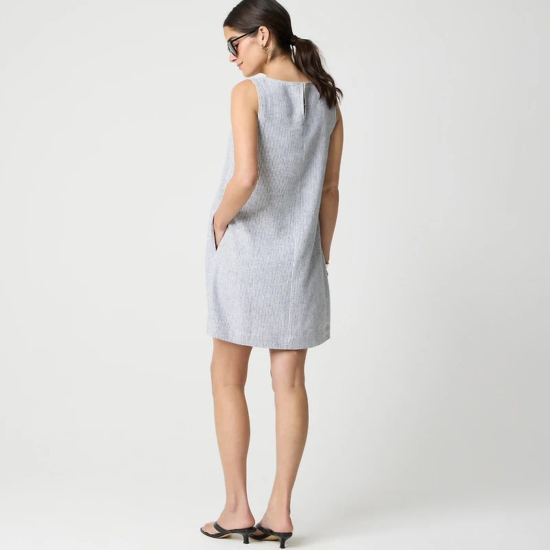 Striped linen-blend sleeveless mini dress