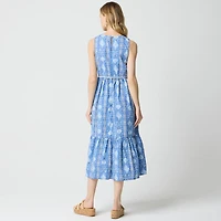 Tiered rope belt midi dress