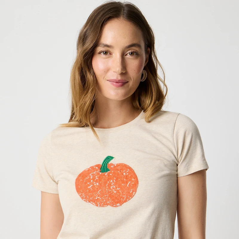 Sequin pumpkin tee