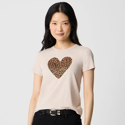 Leopard heart graphic tee