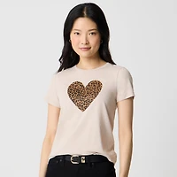Leopard heart graphic tee