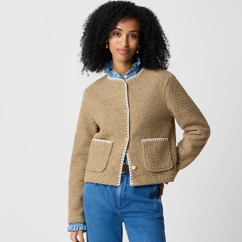 Sherpa blanket-stitch jacket