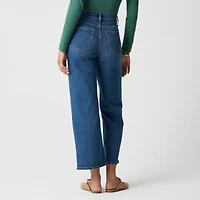 Wide-leg cropped flower button-fly jean in all-day stretch