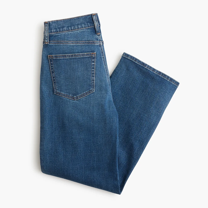 Wide-leg cropped flower button-fly jean in all-day stretch