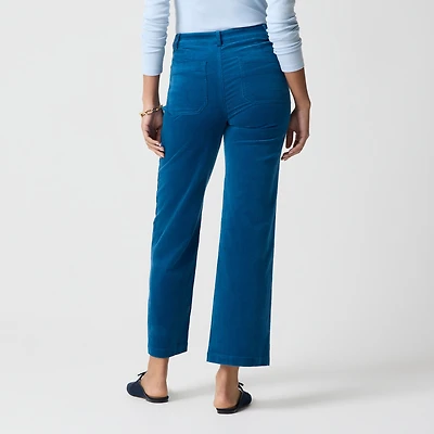 Corduroy high-rise wide-leg cropped pant