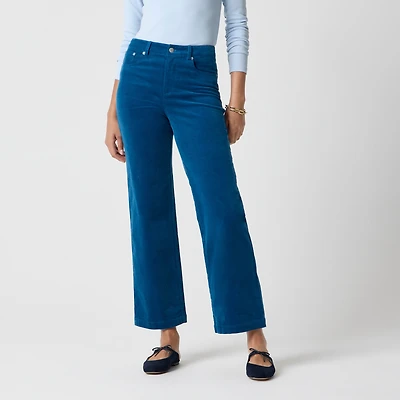 Corduroy high-rise wide-leg cropped pant