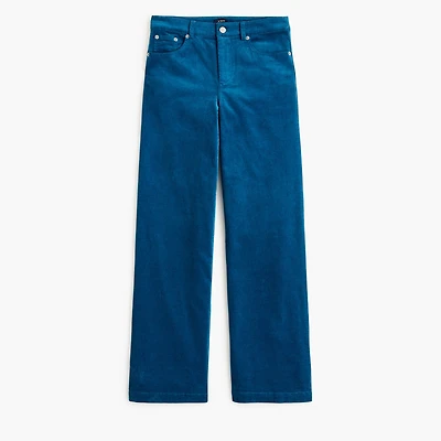 Petite corduroy high-rise wide-leg cropped pant