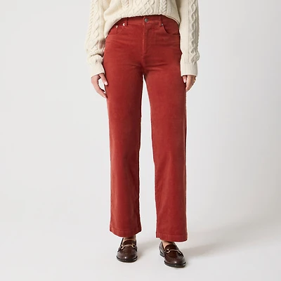 Corduroy high-rise wide-leg cropped pant