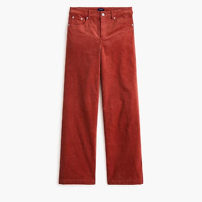 Corduroy high-rise wide-leg cropped pant