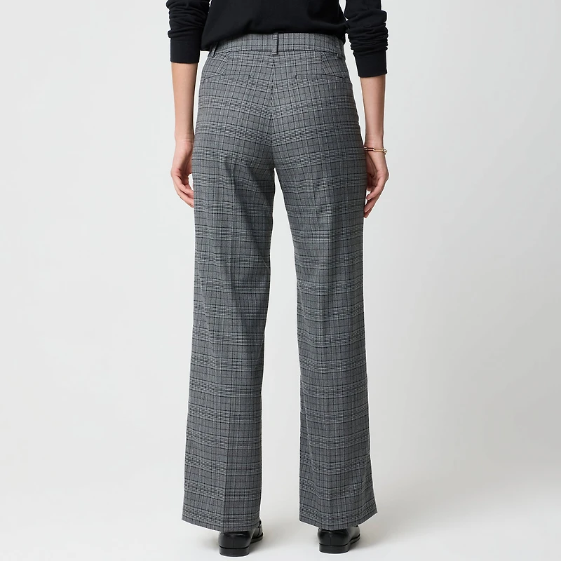 Remy plaid full-length high-rise wide-leg pant