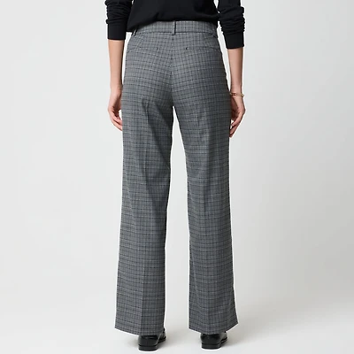 Remy plaid full-length high-rise wide-leg pant