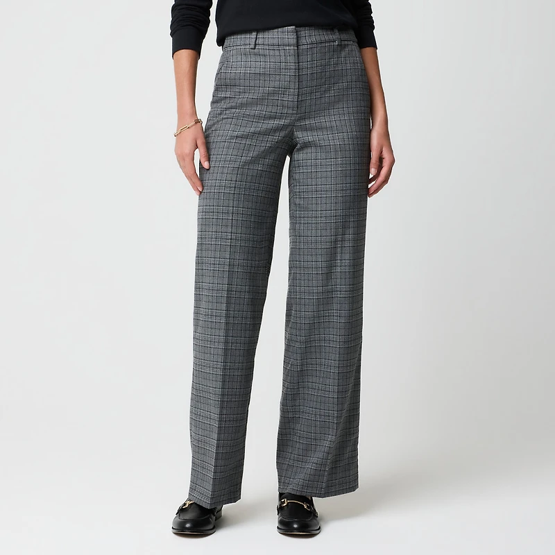 Remy plaid full-length high-rise wide-leg pant