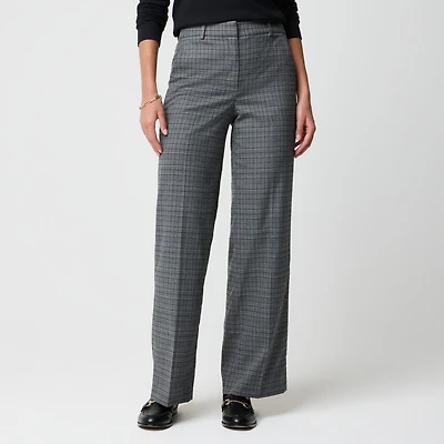 Remy plaid full-length high-rise wide-leg pant