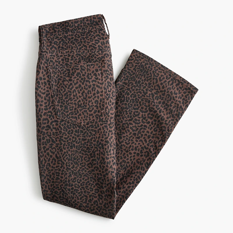 Leopard mid-rise flare crop jean all-day stretch