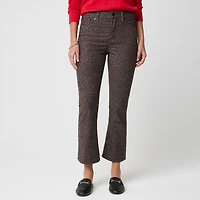 Leopard mid-rise flare crop jean all-day stretch
