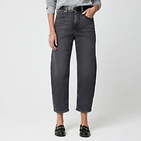 Washed black barrel-leg jean all-day stretch