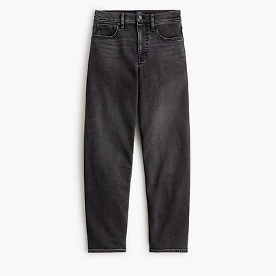 Washed black barrel-leg jean all-day stretch