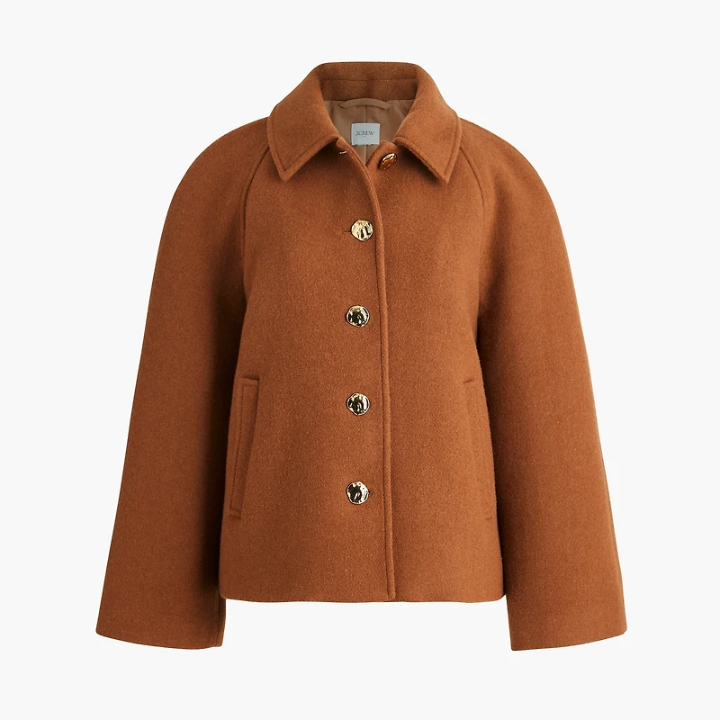 Cropped wool-blend swing coat