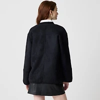 Reversible sherpa and faux-suede jacket